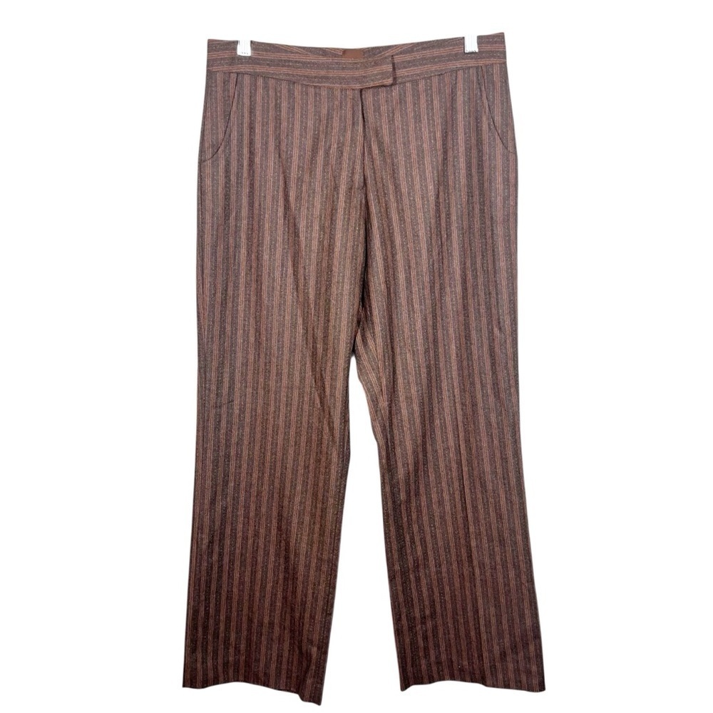 Kuhlman Womens Turkish Wool Trousers Brown Stripe Wide Leg Pant EU 44 / US 12